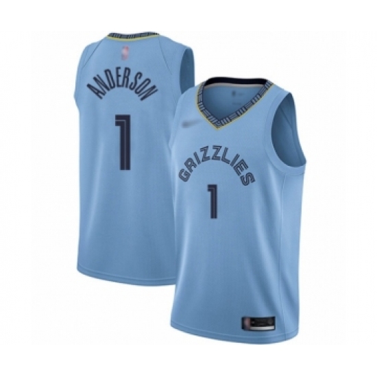Men's Memphis Grizzlies #1 Kyle Anderson Authentic Blue Finished Basketball Jersey Statement Edition - Ujersey