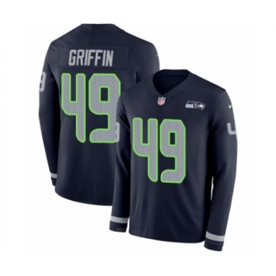 Youth Nike Seattle Seahawks #49 Shaquem Griffin Limited Navy Blue Therma Long Sleeve NFL Jersey - Ujersey