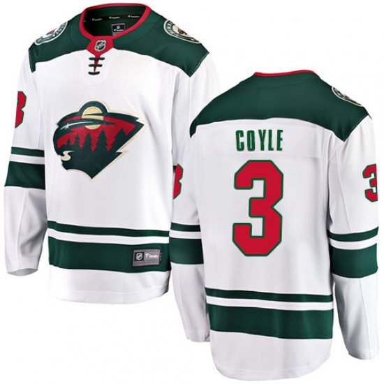 Youth Minnesota Wild #3 Charlie Coyle Authentic White Away Fanatics Branded Breakaway NHL Jersey - Ujersey