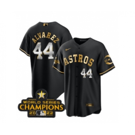 Men's Houston Astros #44 Yordan Alvarez Black Gold 2022 World Serise Champions Stitched Baseball Jersey - ujerseystore