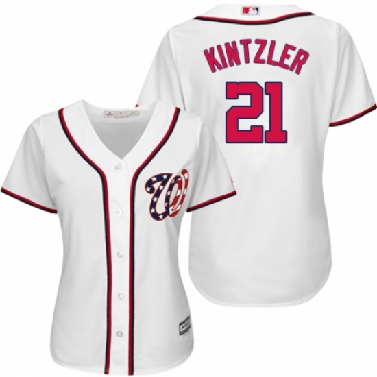 Women's Majestic Washington Nationals #21 Brandon Kintzler Replica White Home Cool Base MLB Jersey - Ujersey