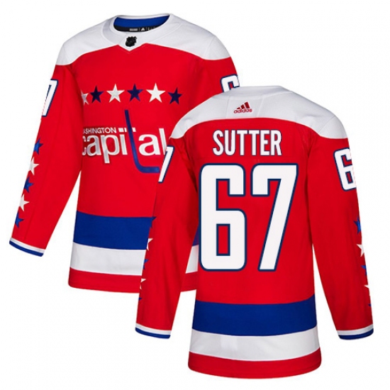 Men's Adidas Washington Capitals #67 Riley Sutter Authentic Red Alternate NHL Jersey - Ujersey