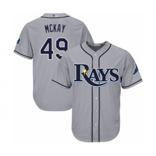 Youth Tampa Bay Rays #49 Brendan McKay Authentic Grey Road Cool Base Baseball Player Jersey - Ujersey