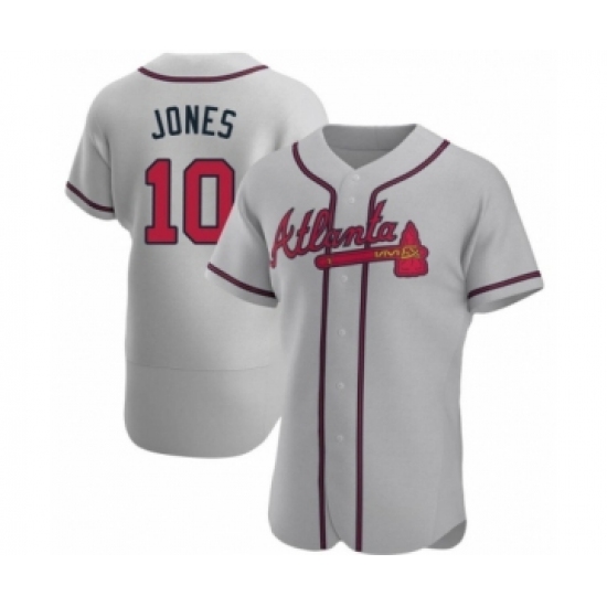 Men's Chipper Jones #10 Atlanta Braves Gray Authentic Road Jersey - Ujersey