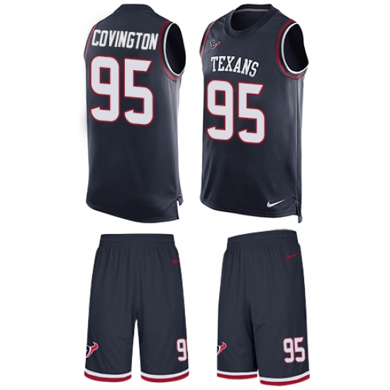 Men's Nike Houston Texans #95 Christian Covington Limited Navy Blue Tank Top Suit NFL Jersey - Ujersey