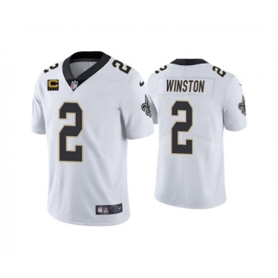 Men's New Orleans Saints 2022 #2 Jameis Winston White With 4-star C Patch Vapor Untouchable Limited Stitched NFL Jersey - Ujersey