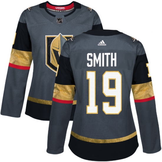 Women's Adidas Vegas Golden Knights #19 Reilly Smith Authentic Gray Home NHL Jersey - Ujersey