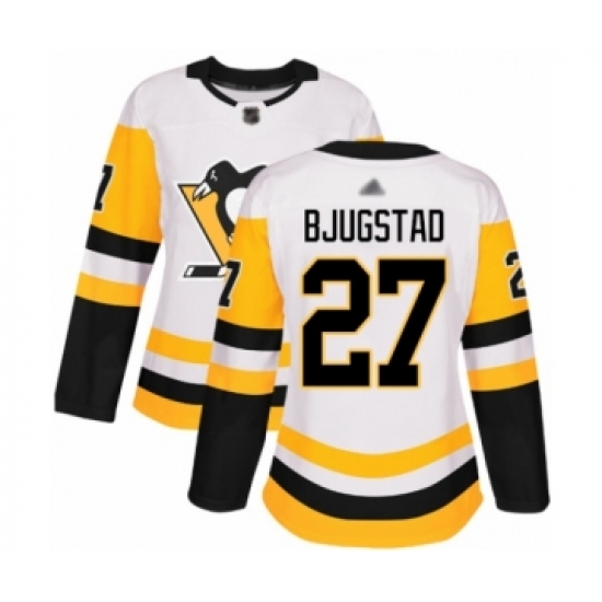 Women's Pittsburgh Penguins #27 Nick Bjugstad Authentic White Away Hockey Jersey