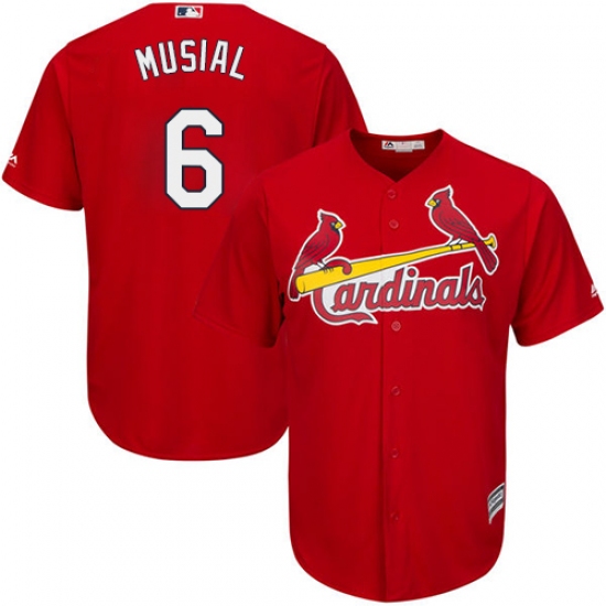 Youth Majestic St. Louis Cardinals #6 Stan Musial Authentic Red Alternate Cool Base MLB Jersey - Ujersey