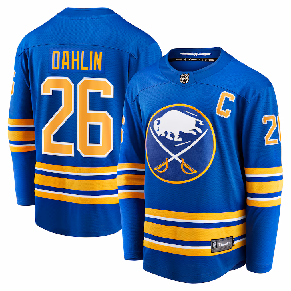 Men's Buffalo Sabres Rasmus Dahlin Fanatics Royal Home Captain Patch Breakaway Jersey - ujerseystore