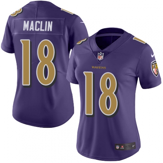 Women's Nike Baltimore Ravens #18 Jeremy Maclin Limited Purple Rush Vapor Untouchable NFL Jersey - Ujersey