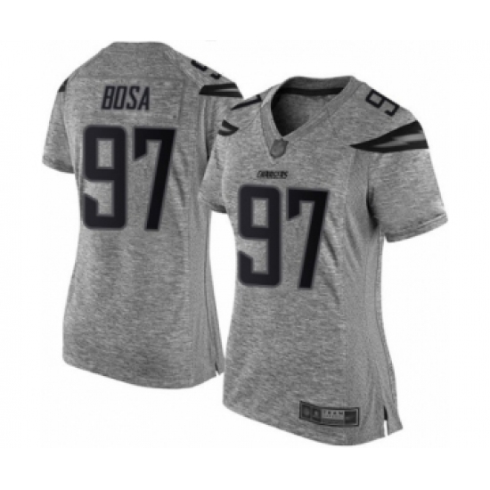 Women's Los Angeles Chargers #97 Joey Bosa Limited Gray Gridiron Football Jersey - Ujersey
