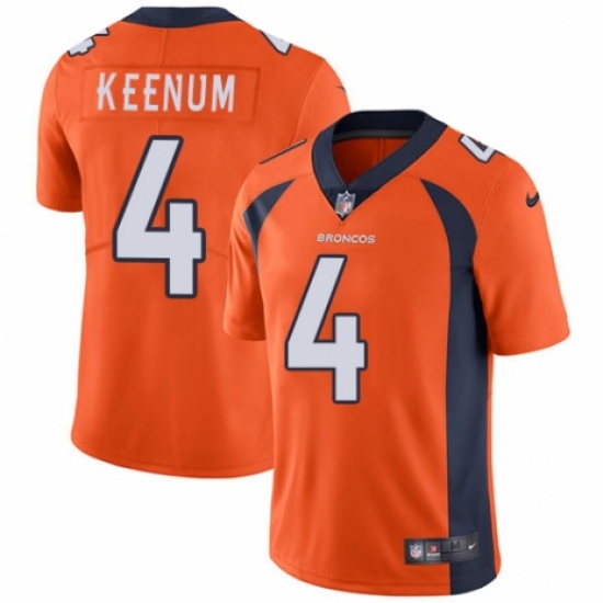 Youth Nike Denver Broncos #4 Case Keenum Orange Team Color Vapor Untouchable Limited Player NFL Jersey - Ujersey