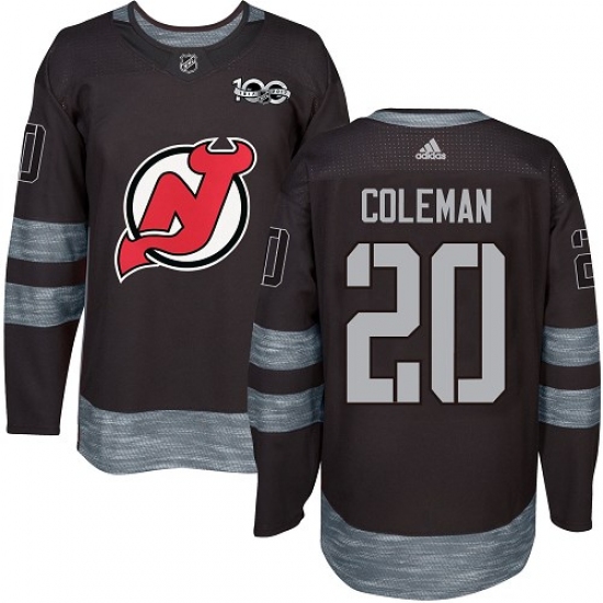 Men's Adidas New Jersey Devils #20 Blake Coleman Authentic Black 1917-2017 100th Anniversary NHL Jersey - Ujersey