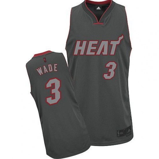 Men's Adidas Miami Heat #3 Dwyane Wade Authentic Grey Graystone Fashion NBA Jersey - Ujersey