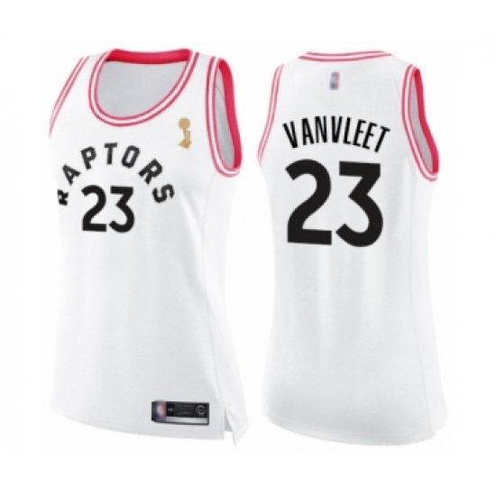 Women's Toronto Raptors #23 Fred VanVleet Swingman White Pink Fashion 2019 Basketball Finals Champions Jersey - Ujersey