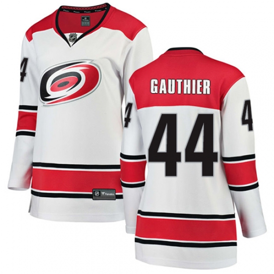 Women's Carolina Hurricanes #44 Julien Gauthier Authentic White Away Fanatics Branded Breakaway NHL Jersey - Ujersey