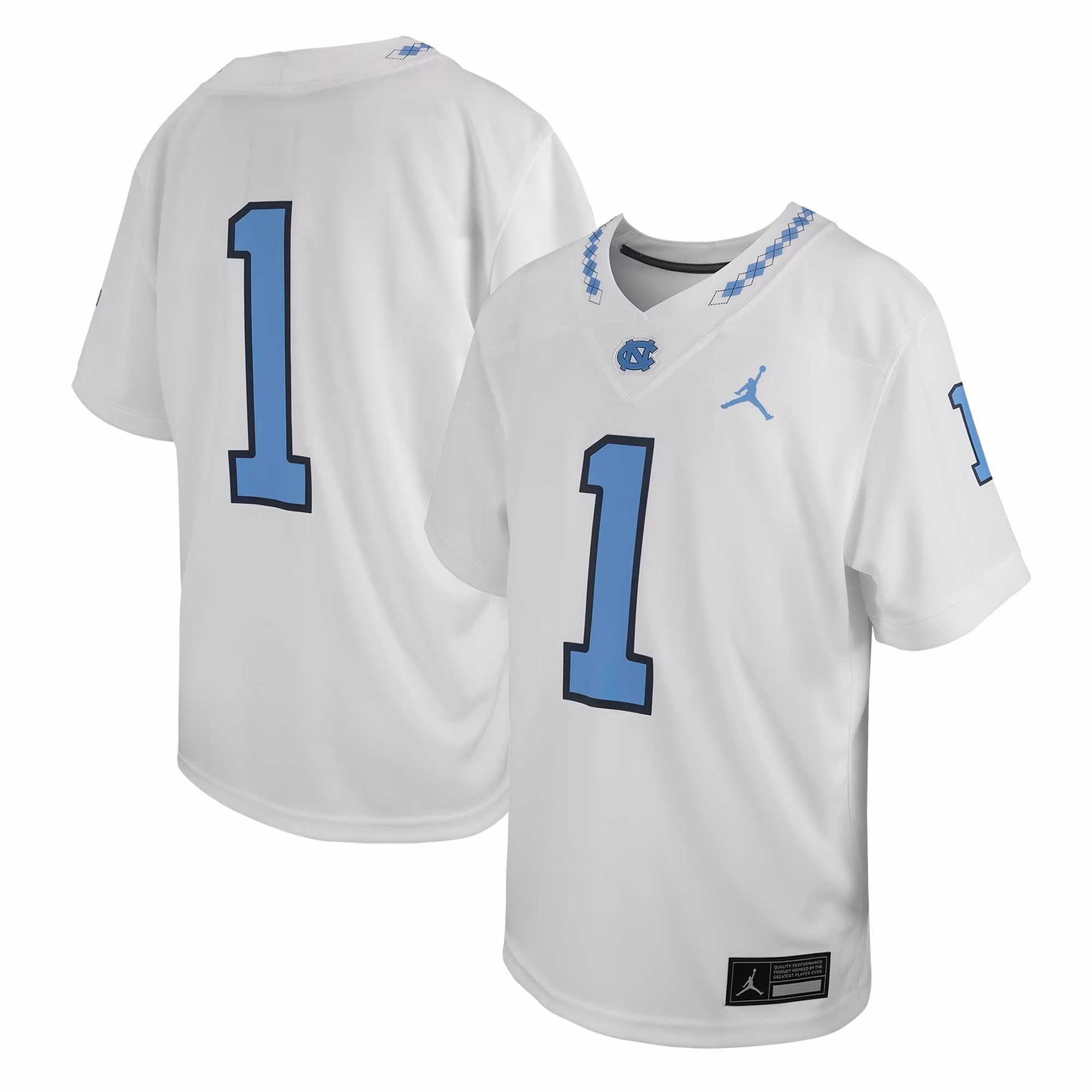 Youth Jordan Brand #1 White North Carolina Tar Heels Untouchable Replica Game Jersey - U-jersey
