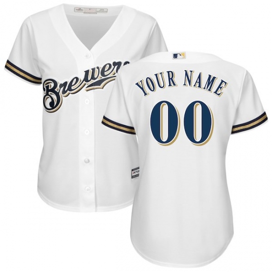 Women's Milwaukee Brewers Majestic White Home Cool Base Custom Jersey - Ujersey