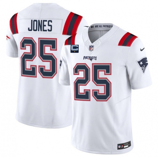 Men's New England Patriots #25 Marcus Jones White 2025 F.U.S.E. With 1-Star C Vapor Limited Stitched Jersey - Ujersey