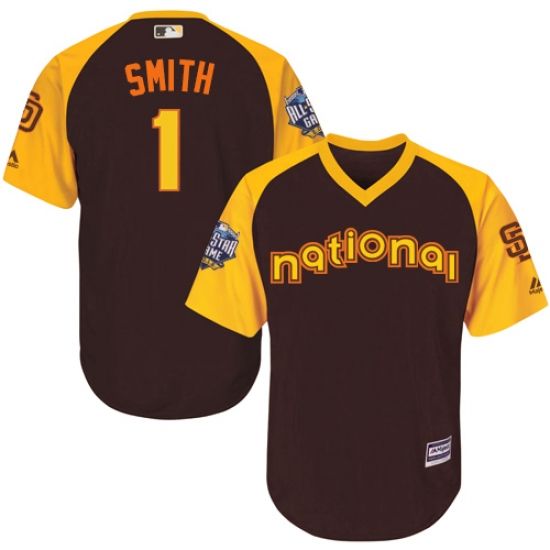 Youth Majestic San Diego Padres #1 Ozzie Smith Authentic Brown 2016 All-Star National League BP Cool Base Cool Base MLB Jersey - Ujersey