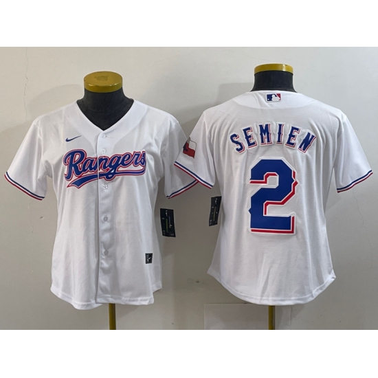 Women's Texas Rangers #2 Marcus Semien White 2024 Gold Collection Limited Cool Base Jersey - Ujersey