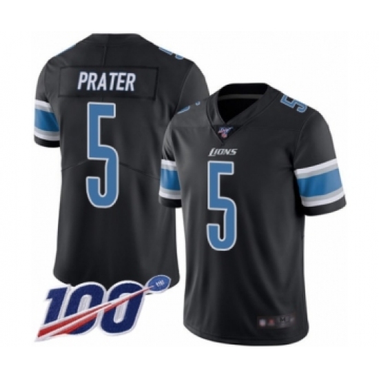 Men's Detroit Lions #5 Matt Prater Limited Black Rush Vapor Untouchable 100th Season Football Jersey - Ujersey