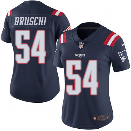 Women's Nike New England Patriots #54 Tedy Bruschi Limited Navy Blue Rush Vapor Untouchable NFL Jersey - Ujersey