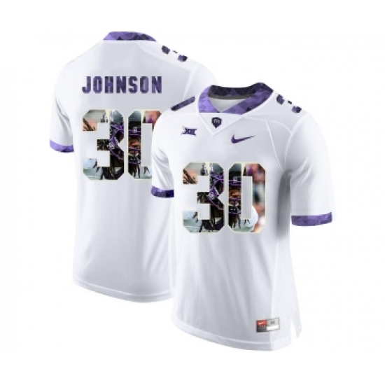 TCU Horned Frogs 30 Denzel Johnson White With Portrait Print College Football Limited Jersey - Ujersey
