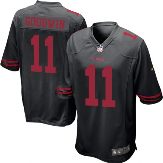 Men's Nike San Francisco 49ers #11 Marquise Goodwin Game Black NFL Jersey - Ujersey