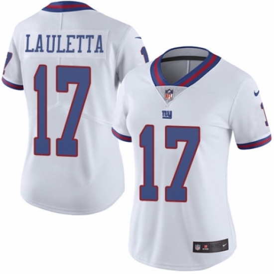 Women's Nike New York Giants #17 Kyle Lauletta Limited White Rush Vapor Untouchable NFL Jersey - Ujersey