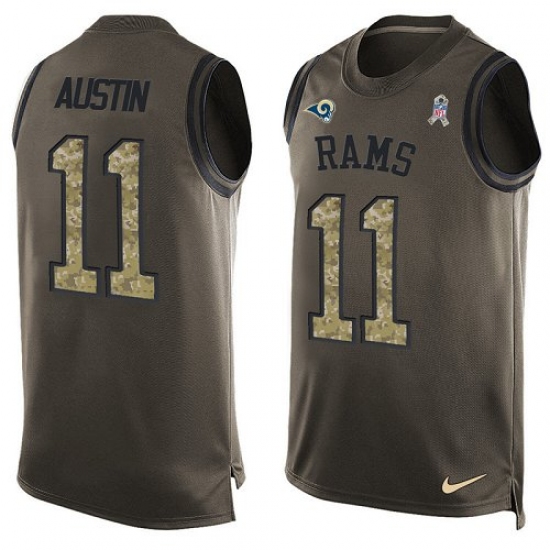 Men's Nike Los Angeles Rams #11 Tavon Austin Limited Green Salute to Service Tank Top NFL Jersey - Ujersey