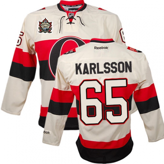 Men's Reebok Ottawa Senators #65 Erik Karlsson Premier Cream 2014 Heritage Classic NHL Jersey - Ujersey