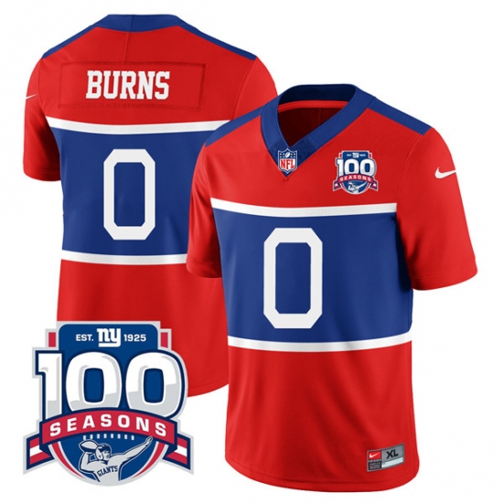 Men's New York Giants #0 Brian Burns Century Red 100TH Season Commemorative Limited Football Stitched Jersey - Ujersey