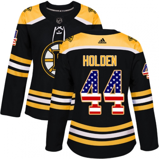 Women's Adidas Boston Bruins #44 Nick Holden Authentic Black USA Flag Fashion NHL Jersey - Ujersey