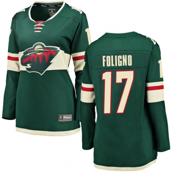 Women's Minnesota Wild #17 Marcus Foligno Authentic Green Home Fanatics Branded Breakaway NHL Jersey - Ujersey