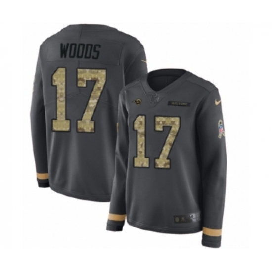 Women's Nike Los Angeles Rams #17 Robert Woods Limited Black Salute to Service Therma Long Sleeve NFL Jersey - Ujersey