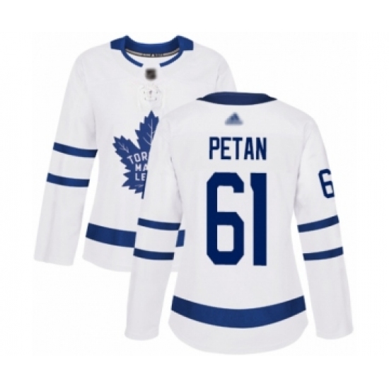Women's Toronto Maple Leafs #61 Nic Petan Authentic White Away Hockey Jersey