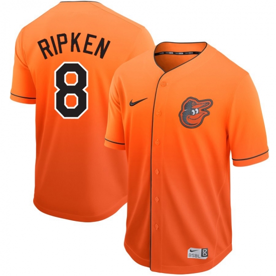 Men's Nike Baltimore Orioles #8 Cal Ripken Orange Fade Jersey - Ujersey