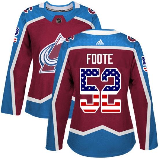 Women's Adidas Colorado Avalanche #52 Adam Foote Authentic Burgundy Red USA Flag Fashion NHL Jersey - Ujersey