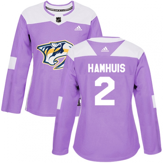 Women's Adidas Nashville Predators #2 Dan Hamhuis Authentic Purple Fights Cancer Practice NHL Jersey - Ujersey
