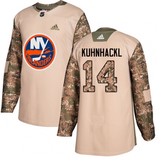 Men's Adidas New York Islanders #14 Tom Kuhnhackl Authentic Camo Veterans Day Practice NHL Jersey - Ujersey