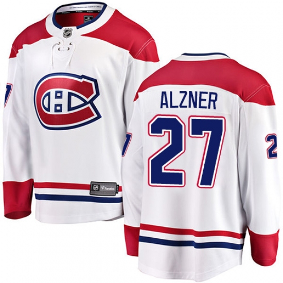 Youth Montreal Canadiens #27 Karl Alzner Authentic White Away Fanatics Branded Breakaway NHL Jersey - Ujersey