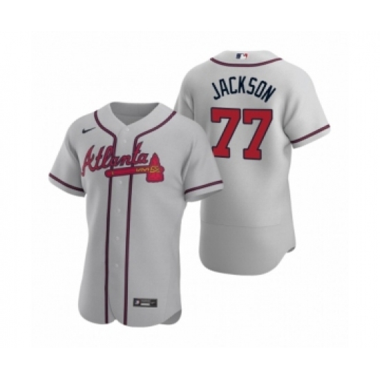 Men's Atlanta Braves #77 Luke Jackson Nike Gray Authentic 2020 Road Jersey