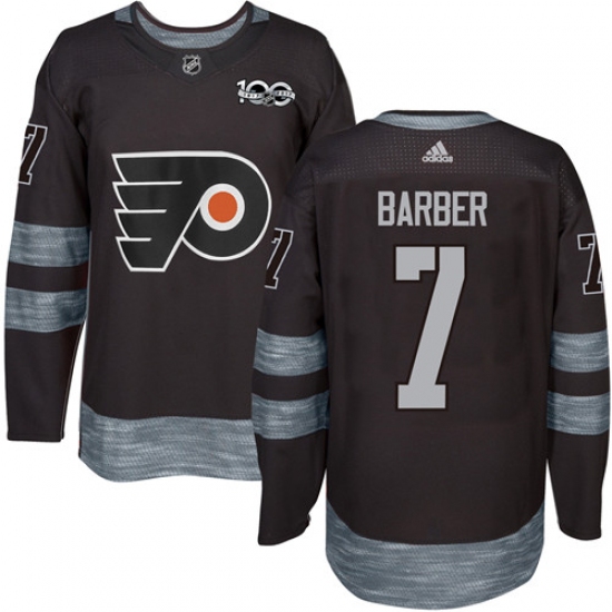 Men's Adidas Philadelphia Flyers #7 Bill Barber Authentic Black 1917-2017 100th Anniversary NHL Jersey - Ujersey
