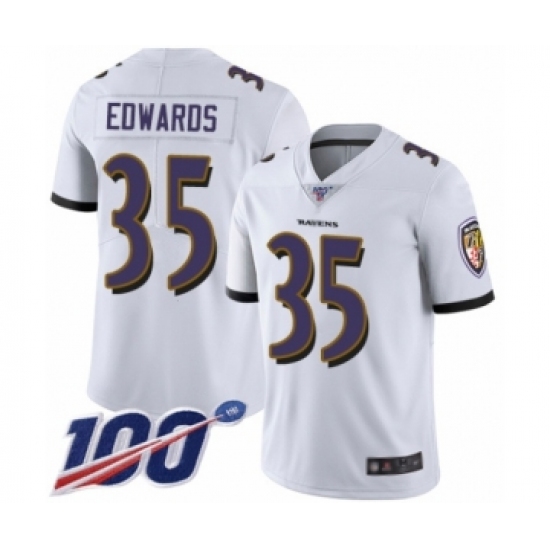 Youth Baltimore Ravens #35 Gus Edwards White Vapor Untouchable Limited Player 100th Season Football Jersey - Ujersey