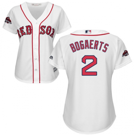 Women's Majestic Boston Red Sox #2 Xander Bogaerts Authentic White Home 2018 World Series Champions MLB Jersey - Ujersey