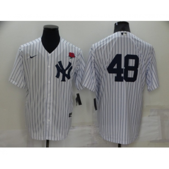 Men's New York Yankees #48 Anthony Rizzo White No Name Stitched Rose Nike Cool Base Throwback Jersey - Ujersey