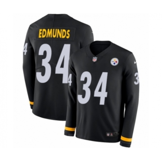 Youth Nike Pittsburgh Steelers #34 Terrell Edmunds Limited Black Therma Long Sleeve NFL Jersey - Ujersey
