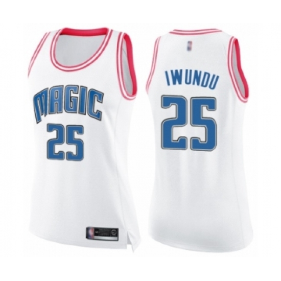Women's Orlando Magic #25 Wes Iwundu Swingman White Pink Fashion Basketball Jersey - Ujersey